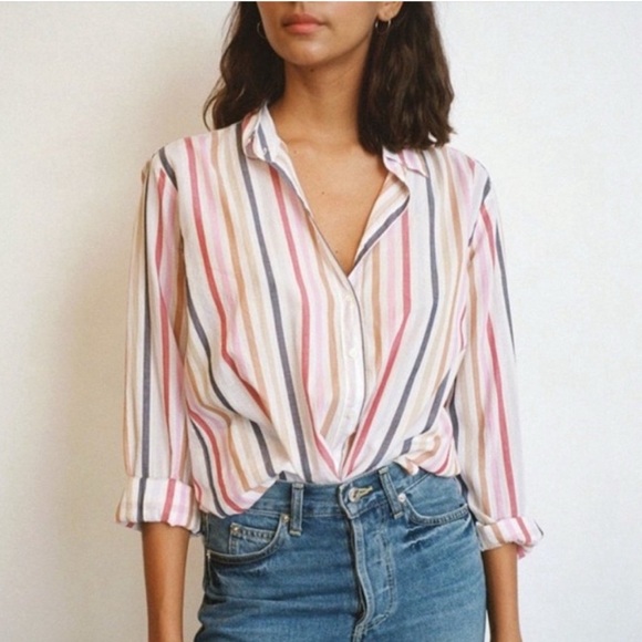 XiRENA La Marais Striped Beau Button Down Shirt - Picture 1 of 11